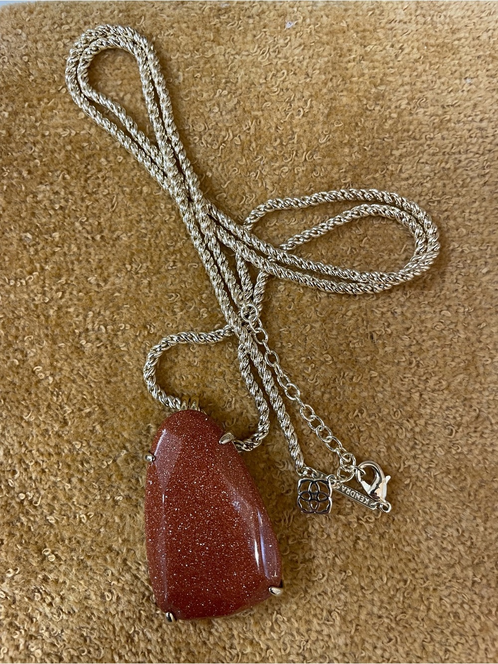 Kendra Scott Brown Goldstone Pendant Necklace
